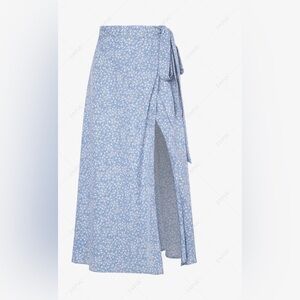Zaful Light Blue Floral Maxi Skirt